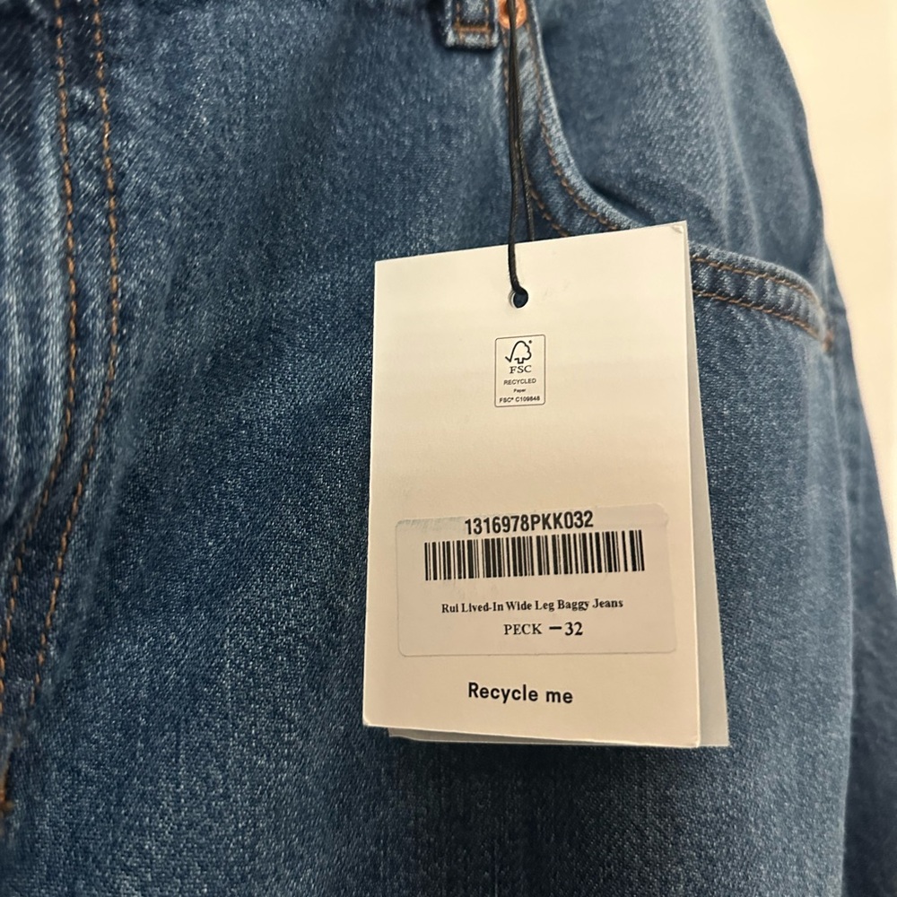 Reformation Rui lived in Classic Blue Wide-Leg Jeans baggy 32 - Picture 6 of 9